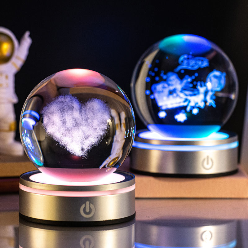 Lampe Nuit Cristal 3D Gravée – Veilleuse Dégradé Lumineux