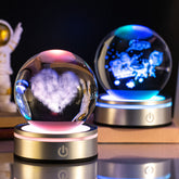 Lampe Nuit Cristal 3D Gravée – Veilleuse Dégradé Lumineux