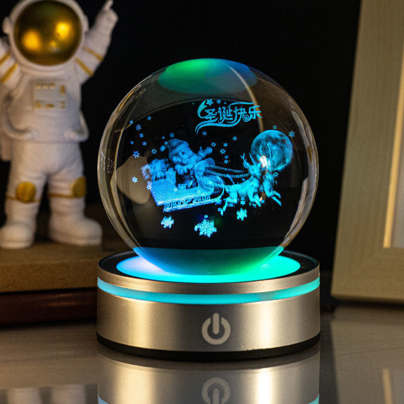 Lampe Nuit Cristal 3D Gravée – Veilleuse Dégradé Lumineux