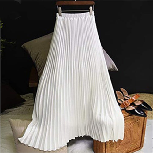 Solid Color High Waist Half-length Skirt Female Elastic Waist Chiffon Skirt