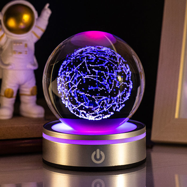 Lampe Nuit Cristal 3D Gravée – Veilleuse Dégradé Lumineux
