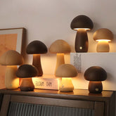 Veilleuse LED champignon en bois–Wooden Mushroom LED Night Light 