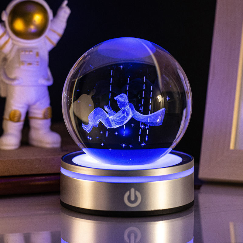 Lampe Nuit Cristal 3D Gravée – Veilleuse Dégradé Lumineux