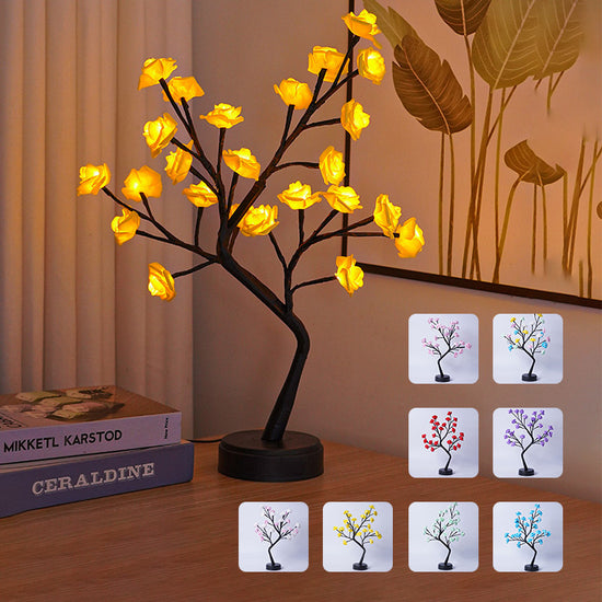 Table Lamp Flower Tree Rose Lamps Fairy Desk Night Lights USB 