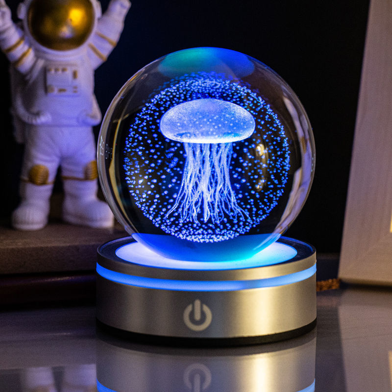 Lampe Nuit Cristal 3D Gravée – Veilleuse Dégradé Lumineux