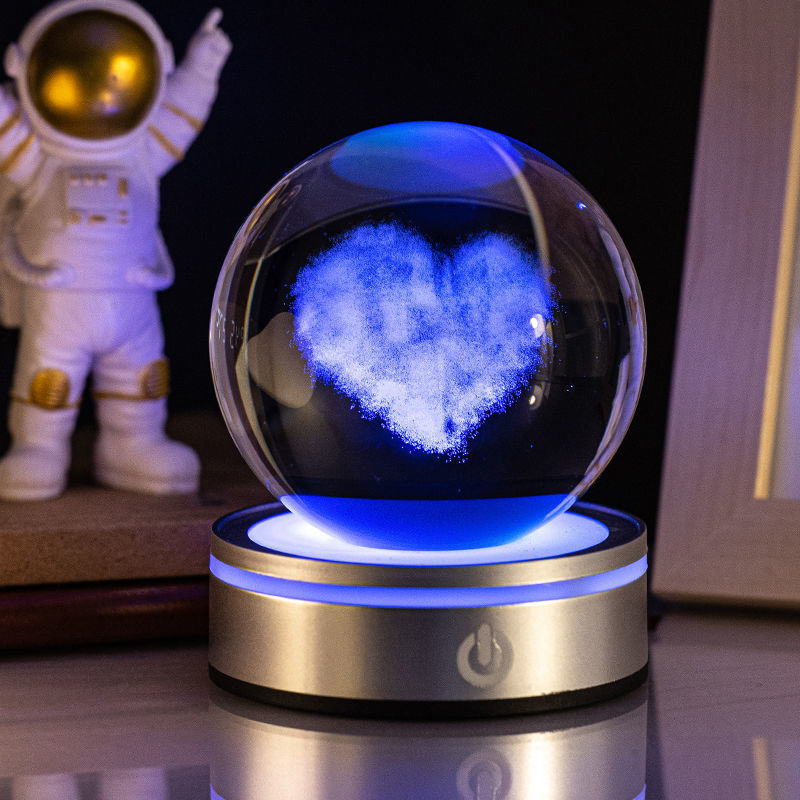Lampe Nuit Cristal 3D Gravée – Veilleuse Dégradé Lumineux