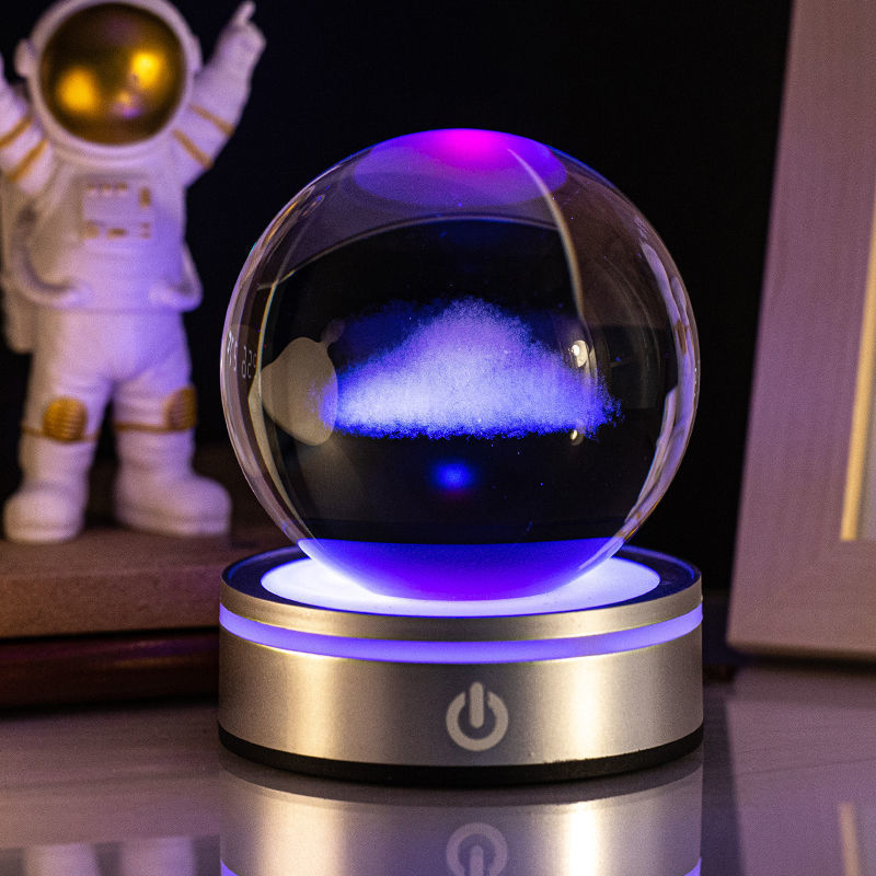 Lampe Nuit Cristal 3D Gravée – Veilleuse Dégradé Lumineux